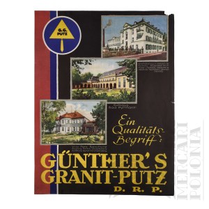 Niemcy Ulotka Reklamowa Tynk Granitowy Guenthera (Guenther's Granit-Putz) Sztuczna Kamieniarka Auerbach i. Vogtl. (Kunststeinwerk Auerbach i. Vogtl.) Drezno (Dresden)