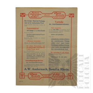 Germany- Advertising Flyer Building Materials A.W. Andernach Beuel Over the Rhine (Beuel a. Rhein)
