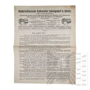 Germany- Advertising Leaflet of the Lower Silesian Lime Works Ludwigsdorf Goerlitz Otto Demisch (Niederschlesische Kalkwerke Ludwigsdorf b. Goerlitz Otto Demisch)