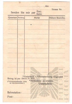 Germany - Postcard Order Blank for Paul Meissner & Co Tobacco and Cigar Factory (