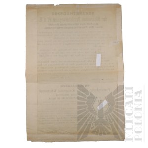 Third Reich - Announcement of the General Mutual Insurance Company of the Legal and Public Institution on Compulsory Fire Insurance. Warsaw District.
