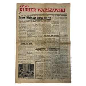 Třetí říše - Nový varšavský kurýr z 6. července 1943 informuje o smrti generála Sikorského. Polskojazyčný tisk Gadzinowa.