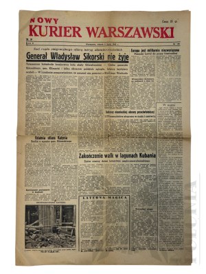 Third Reich-New Warsaw Courier of July 6, 1943, reporting on the death of Gen. Sikorski. Polish-language 
