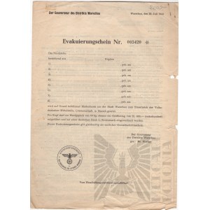 III Rzesza/PRL Certyfikat Ewakuacji Nr. 005420 Oraz Pismo do Obywatela Przewodniczącego Rady Narodowej w Łowiczu