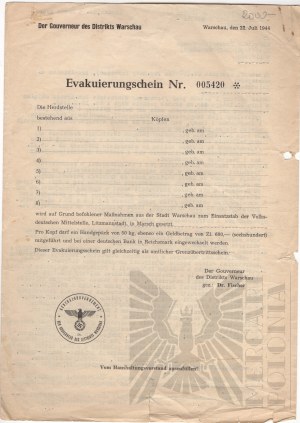 Third Reich/PRC Evacuation Certificate No. 005420 And Letter to the Citizen Chairman of the National Council in Lowicz