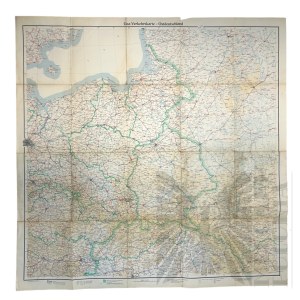 Third Reich - Map Gea-Verkehrskarte - Deutschland on a scale of 1:1000000. general gubernia (Poland)