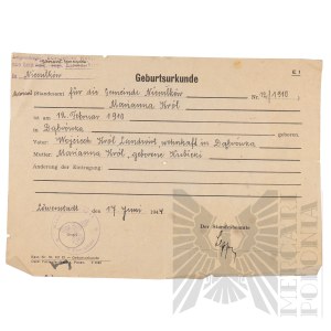 Third Reich - Birth certificate of Marianna Król. Niesułków. (Łódź) Zgierski Pow.Zgierski
