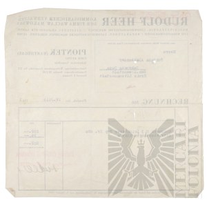 Third Reich - Bill from Rudolf Heer's Agricultural Machinery Factory Issued to Alexander Fortuna. Friday (Piontek).