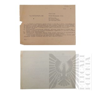 People's Republic of Poland - Order to transfer the case file of Brig. Gen. Jerzy Ferek-Bleszyński to the State Pension Institute in Warsaw.