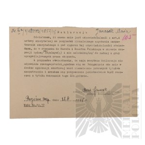 PRL - Pisma Marii Janasek do Państwowego Zakładu Emerytalnego w Sprawie Renty (gen. bryg. Jerzy Ferek-Błeszyński)