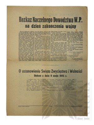 PRL - Extraordinary Supplement to the Voice of the People Newspaper of May 9, 1945, with Information on the Unconditional Surrender of Germany.