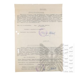 PRL - Odpis Dwóch Zaświadczeń o Potajemnym Nauczaniu i Aresztowaniu przez Gestapo Włodzimierza Downara.