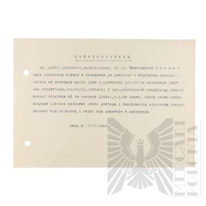 People's Republic of Poland - Certificate of Secret Teaching During World War II by Vladimir Downar.