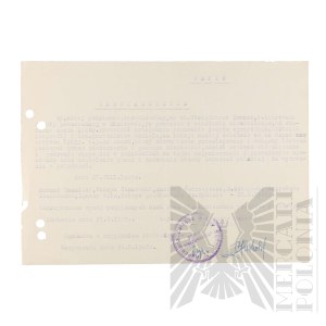 People's Republic of Poland - Certificate of Non-Collaboration of Vladimir Downar. Judge