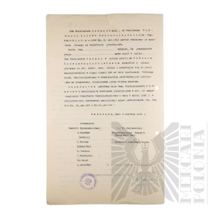 People's Republic of Poland - A copy of the Certificate of Completion of the State Higher Learning Course of Vladimir Downar.