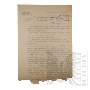 People's Republic of Poland - Maria Janasek's Application for the Grant of the Pension of Georgette Bleszynski Daughter of Brig. Gen. Jerzy Ferek-Bleszynski. Rogozno