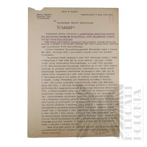 PRL - Odpis z Odpisu Wniosku Marii Janasek o Przyznanie Renty Georgette Błeszyńskiej Córce gen. bryg. Jerzego Ferek-Błeszyńskiego. Rogoźno.