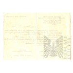PRL - Zawiadomienie o Przyjęciu Pracy Magisterskiej do Obrony. Podpisane przez prof. Stefana Baleya (dot. Włodzimierza Downara). Warszawa