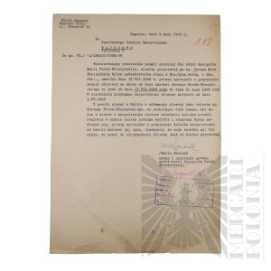 PRL - Wniosek o Przyznanie Zaopatrzenia Sierocego dla Georgette Błeszyńskiej Córki gen. bryg. Jerzego Ferek-Błeszyńskiego.