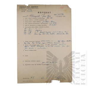 PRL - Charter of the Verification Commission of the Presidium of the Council of Ministers of Brig. Gen. Jerzy Ferek-Bleszynski.