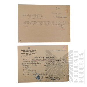 PRL - Abbreviated copy of the death certificate of Brig. Gen. Jerzy Ferek-Bleszynski.