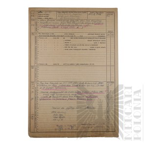 People's Republic of Poland - Pension File Card of Brig. Gen. Jerzy Ferek-Bleszynski.