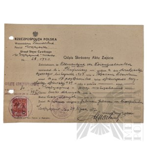 PRL - Abbreviated copy of the Deed of Descent of Klementyna von Dziengielewska executed on 17.10.1939 in Wąbrzeźno.