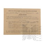 PRL - Orzeczenie Lekarskie Wraz z Wypowiedzeniem Stosunku Służbowego Włodzimierza Downara.