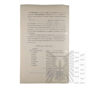 People's Republic of Poland - Copy of the Certificate of Completion of the State Higher Teacher Training Course. Włodzimierz Downar. Warsaw.