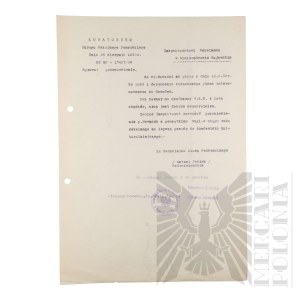 PRL - Pismo w Sprawie Przeniesienia Włodzimierza Downara. Aleksandrów Kujawski.