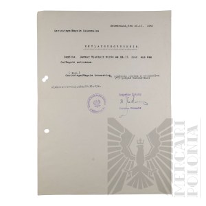 PRL - Potwierdzenie Zwolnienia z Więzienia Gestapo Włodzimierza Downara. Aleksandrów Kujawski.