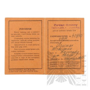 PRL - Dowód Rejestracyjny Roweru Należącego do Włodzimierza Downara.