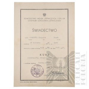 PRL- Świadectwo Ukończenia Kursu Doskonalenia Oficerów Stanowisk Dowodzenia kpt. Zbigniewa Kowalczuka.
