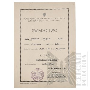 PRL- Certificate of Completion of Operator Navigator Course by Capt. Zbigniew Kowalczuk.