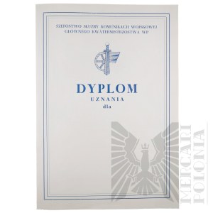 People's Republic of Poland - Two Diploma of Recognition blanks of the Head of the Military Communication Service.