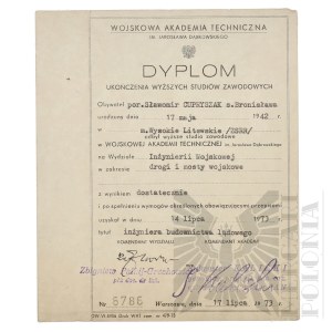 PRL - Diploma of Completion of Higher Professional Studies at the Military University of Technology by Lt. Slawomir Cupryszak.