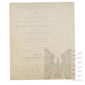 PRL - Diploma of Completion of Higher Professional Studies at the Military University of Technology by Lt. Slawomir Cupryszak.