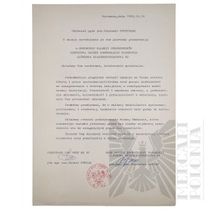 PRL - Gratulacje od Szefa Służby Komunikacji Wojskowej Głównego Kwatermistrzostwa WP dla ppłk Sławomira Cupryszaka.