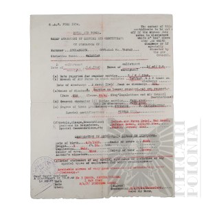 PSZnZ - Statement of Service and Certificate of Release from the Royal Air Force (RAF) Issued to Walerian Stolarczyk.