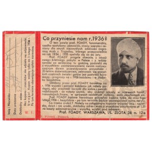 II RP - Ulotka Reklamowa Prof. Foady, Warszawa 1936 r.