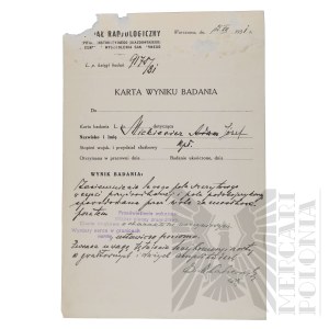 II RP - Research Result Card of Capt. Pilot Joseph Mickiewicz.