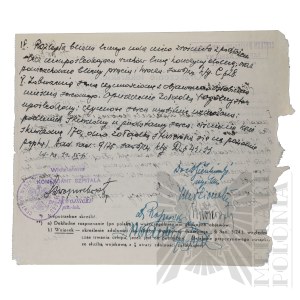 II RP - Medical Certificate of the Center for Sanitary Training School Hospital in Warsaw for Capt. Pilot Jozef Mickiewicz with the Signature of the Hospital Commander Dr. Szwojnicki Victim of the Katyn Massacre.