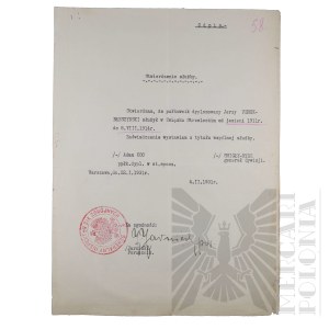 II RP - Copy of the Certificate of Service of Brig. Gen. Jerzy Ferek-Bleszynski.