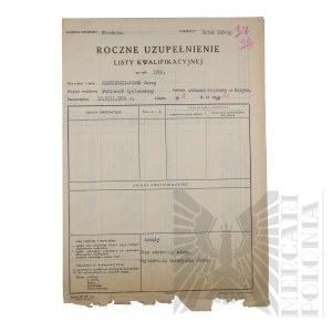 II RP - Annual Addendum to the Qualification List for the Year 1932 of Brig. Gen. Jerzy Ferek-Bleszynski.