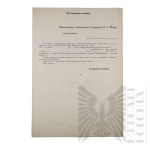 II RP - Decyzja o Przyznaniu gen. bryg. Jerzemu Ferek-Błeszyńskiemu Uposażenia Emerytalnego.