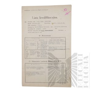 II RP - Lista Kwalifikacyjna Inspektoratu Szkół Wojskowych gen. bryg. Jerzego Ferek-Błeszyńskiego.