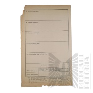 II RP - Copy of the Record Card of Brig. Gen. Jerzy Ferek-Bleszynski.