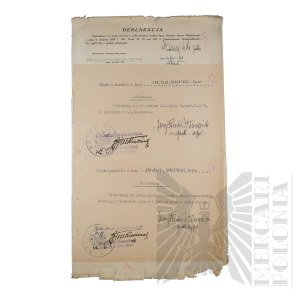 II RP - Trzy Deklaracje gen. bryg. Jerzego Ferek-Błeszyńskiego: o Złożeniu Przysięgi w Wojsku Polskim, o Zaznajomieniu się z Regulaminem Służby oraz o Przyjęciu Rozkazu.