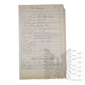 II RP - Copy of the Record Card of Brig. Gen. Jerzy Ferek-Bleszynski.