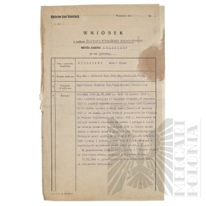 II RP - Application for the Silver Cross of Merit for Adam Zenon Szymanski of the 5th Baon of the Border Protection Corps in Luzki.